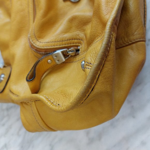 B. Markowsky Women's Mustard Yellow Leather Satchel - Picture 13 of 14
